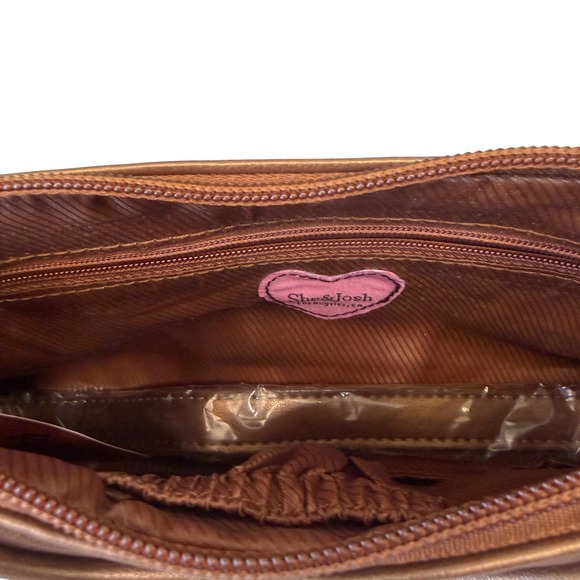 NWT She And Josh Bow Shoulder Bag Bronze Clutch Evening Wedding Elegant Purse - Picture 3 of 7